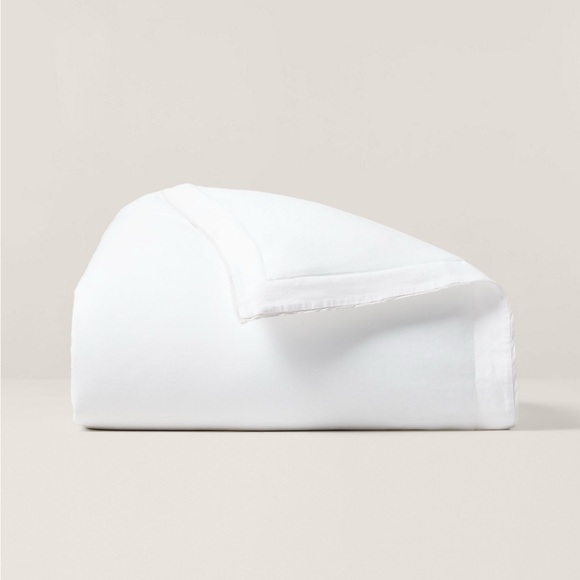 Ralph Lauren RL Linen Contrast Full/Queen Duvet Cover in White Pebble NWT $500